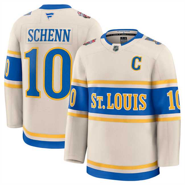 Men%27s St. Louis Blues #10 Brayden Schenn Cream 2024-25 Winter Classic Stitched Hockey Jersey Dzhi